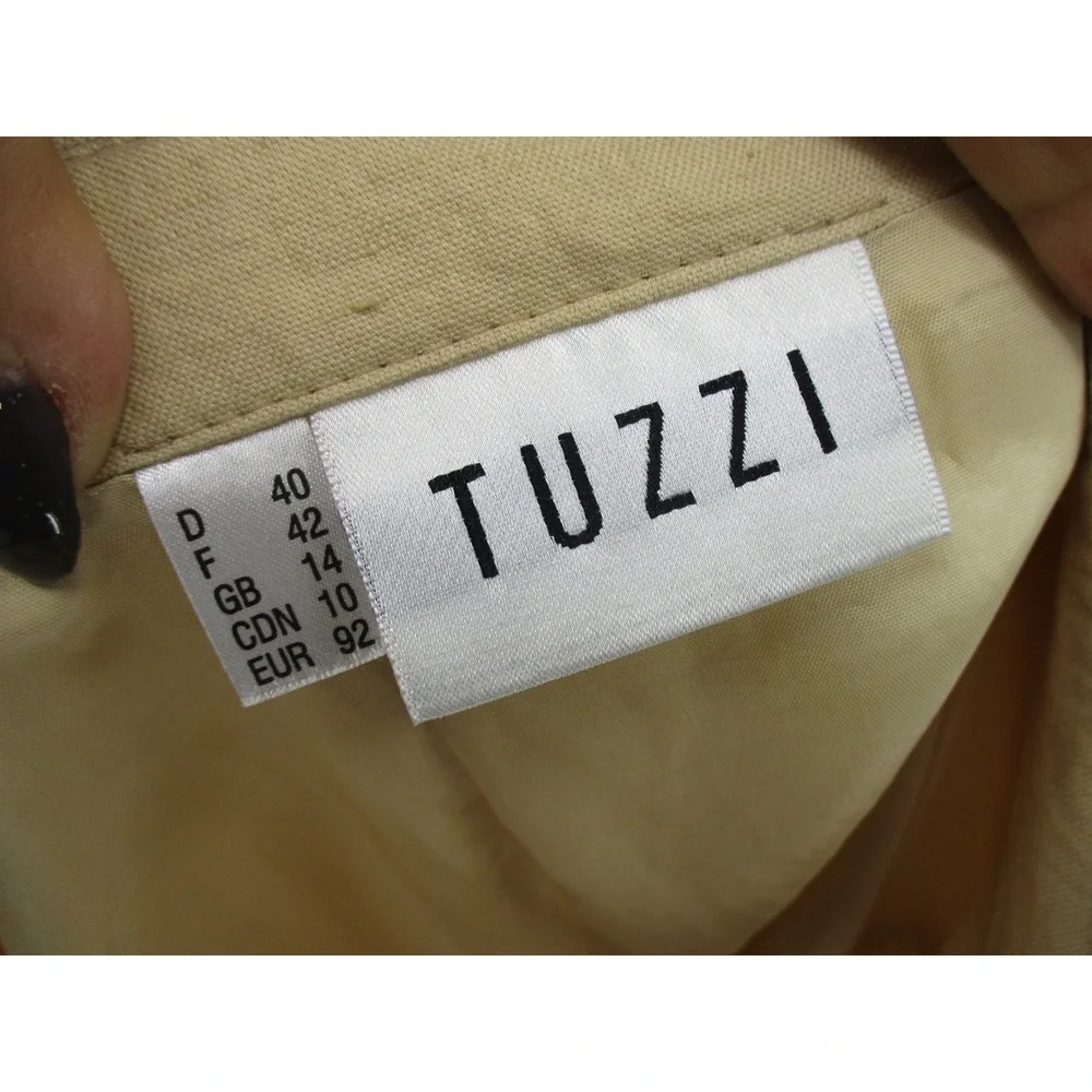 TUZZI Skirt Womens 40 US 10 Linen Blend Flounce Office A Line Artsy‎ Beige Zip